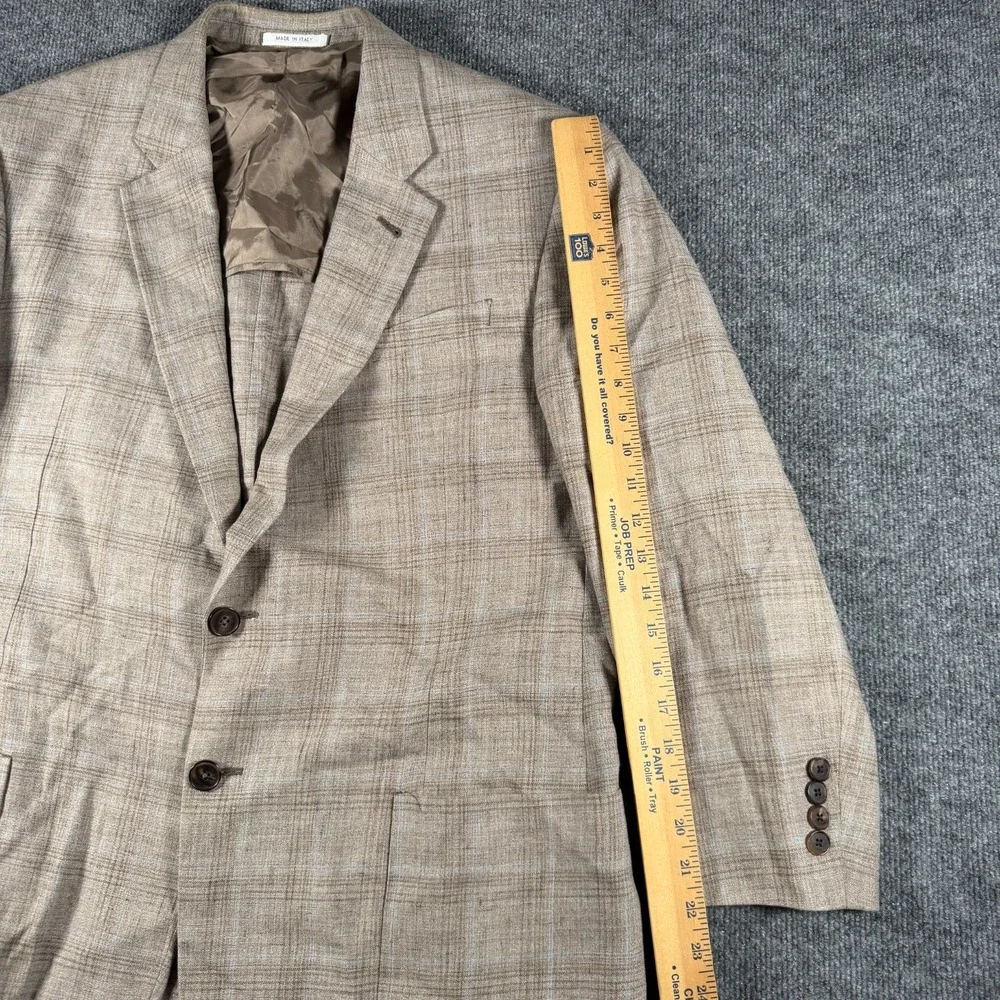 Armani Collezioni Glen Check Linen Blazer Jacket Size 46R Made In Italy